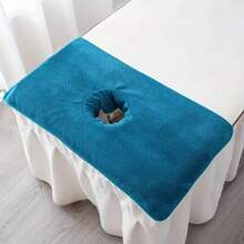 1 pièce Serviette de spa de 40 * 80 cm avec trou - serviette d'absorption d'eau pour massage et thérapie, tapis d'oreiller de tête de lit, serviette de visage pour lit