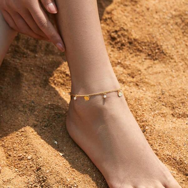 1 Pc Women Fashion Anklet With Tree Of Life & Shell Pendant Decor, Elegant & Casual Style, Suitable For Walking, Travel And Holiday Wearing