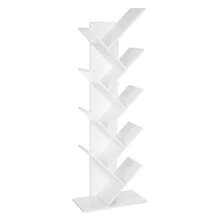 Libreria ad Albero, Libreria Scaffale a 9 Ripiani, Salvaspazio, Libreria Verticale, per Camera da Letto Soggiorno Studio Ufficio, Bianco Nuvola - Bianco - Visualizzare 2