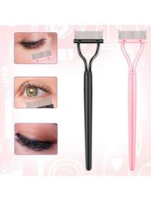 4/2/1 Pcs Eyelash Separator, Metal Teeth Mascara Brush With Cover, Eyelash Comb For Separating And Grooming Lashes, Makeup Applicator For Women, Cheap, Room Decor, Vanity, Travel, Bedroom, Makeup Accessories, Christmas Gift, Cosmetics, Makeup Tools, Cheap Gift, Gift For Her - Multicolor - View 6