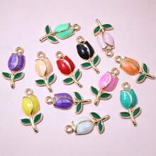 20pcs 21x10mm Enamel Rose Flower Charms Pendant Alloy Metal Cute Flowers DIY Jewelry Making Accessories For Necklace Earrings