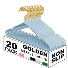 100/60/30/20/10/1pc Non Slip Hanger, Golden Metal Clothes Hangers Space Saving, Heavy Duty Rubber Coated Wire Hanger For Coat, Shirt, Dress, Pants-Wardrobe Organiser