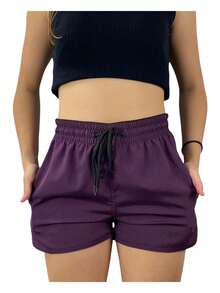 Kit 2 Women's Tactel Elastane Beach Training Shorts With Bag - Purple - View 7
