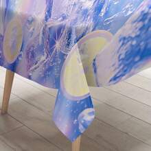 1/20pcs Summer Dreamy Purple Decoration Rectangular Tablecloth,Lemon And Ice Cube Pattern,Suitable For Home Decoration,Dining Room, Office, Kitchen, Picnic Decor,Home Decoration