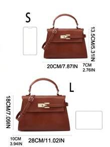 Bolso cuadrado de moda clásica de color sólido, hecho de tela impermeable de PU con diseño de rejilla de diamantes y cierre de cadena, con diseño de apertura y cierre de giro, adecuado para viajar, comprar y asistir a fiestas.
