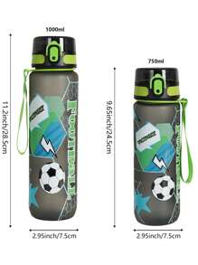 1pc 1000ml Or 750ml(Approx. 32oz Or 26oz) Gradient Color Pattern Theme Sports Water Bottle, Matte Mouth Direct Drink Cup, 3D Printing Design, Portable Leak-Proof Cap, Carry Strap, Suitable For Cycling, Running, Hiking, Camping