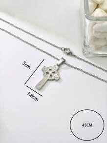 1 pièce Pendentif croix texturé avec nœud celtique en acier de titane, accessoire unisexe pour tous les jours