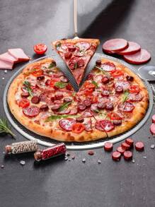 1 pièce Grille à pizza, Plaque à pizza en aluminium, Plat à pizza rond pour pizza, Ustensile de cuisine en maille anti-adhésive pour four, barbecue. Idéal pour les pizzas maison, les anniversaires et les fêtes, les indispensables de la cuisine des fêtes. Article de cuisine durable.