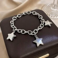 1 件夏季五角星形吊坠可调节手链，适合女士女孩，18K 镀金不锈钢粗链，妈妈礼物，教师礼物，波西米亚风夏季海滩旅行派对必备品，狂欢/舞会/派对/日常配饰，金黄色珠宝，返校礼物，生日礼物 - 彩色 - 查看 11