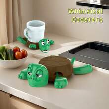 1pc Scary Creative Sea Turtle Decoration, Green/Pink/Blue, Suitable As Coaster Or Table Decor
