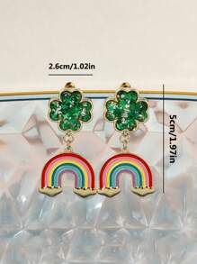 1 par de aretes de tachuela con forma de arcoíris, artísticos y lindos, aptos para que las mujeres los usen en festivales