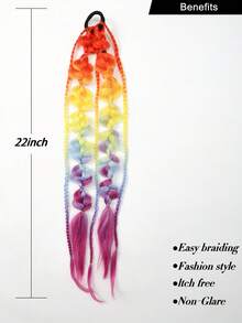 合成单件马尾辫接发彩色泡泡辫长灯笼辫马尾辫带发带直发片 - 彩色 - 查看 6