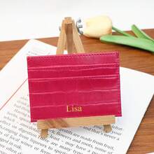 1 件个性化烫金字母名称设计鳄鱼皮图案简约时尚多功能女士礼品钱包卡包零钱包女士生日礼物钱包迷你钱包钱包小钱包可爱钱包腕带钱包 - 彩色 - 查看 12