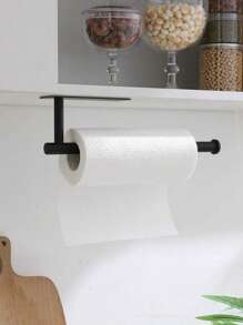 1pc Wall-Mounted Kitchen Paper Roll Holder & Dispenser, Silver Paper Towel Rack