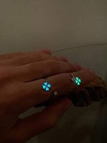 2pcs/Set Unisex Retro Luminous Tree Branch Design Rings, Assorted Colors