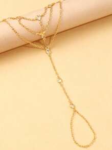 1 pezzo Braccialetto versatile con diamanti incastonati, catena minimalista in metallo per dita