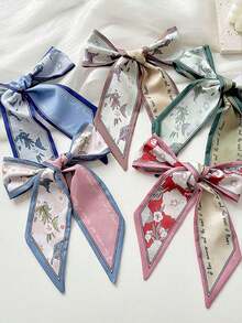 5 件/套优雅真丝围巾和花卉图案发带和头带和发带，多用途，适合日常生活和度假头巾头带吸汗带，发饰