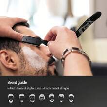 Men's Straight Razor Kit, Including 10PCS Stainless Steels Blades, Razor With Mental Handle With 3D Engraving Design,Black Classic Vintage Look For Barber Razor Manual Shaving For Haircutting, Beard Shaping, And Eyebrow Trimming For Men