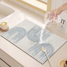 1pc Simple Printed Washing And Drying Mat, Super Absorbent, Table Decoration, Sink Absorbent Quick-Drying Table Mat, Washable, Foldable And Quick-Drying Mildew-Proof.