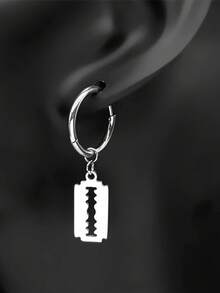 嘻哈剃须刀片吊坠耳环 男女款 不锈钢银色 男士吊坠耳环 珠宝礼物 - 耳圈 - 查看 3