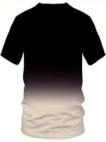 Conjunto de chándal informal para hombre talla grande con estampado de degradado de letras, de corte holgado, cuello redondo, manga corta y pantalón de chándal con cordón, estilo callejero hip hop para el verano