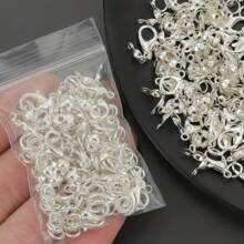 250 piezas Combinación de broches de langosta de aleación, anillos de salto y bucles cerrados - Incluye 50 piezas de broches de langosta, 100 piezas de anillos de salto, 100 piezas de bucles cerrados, adecuado para joyería DIY, elaboración de manualidades, collares, llaveros, pulseras, tobillos