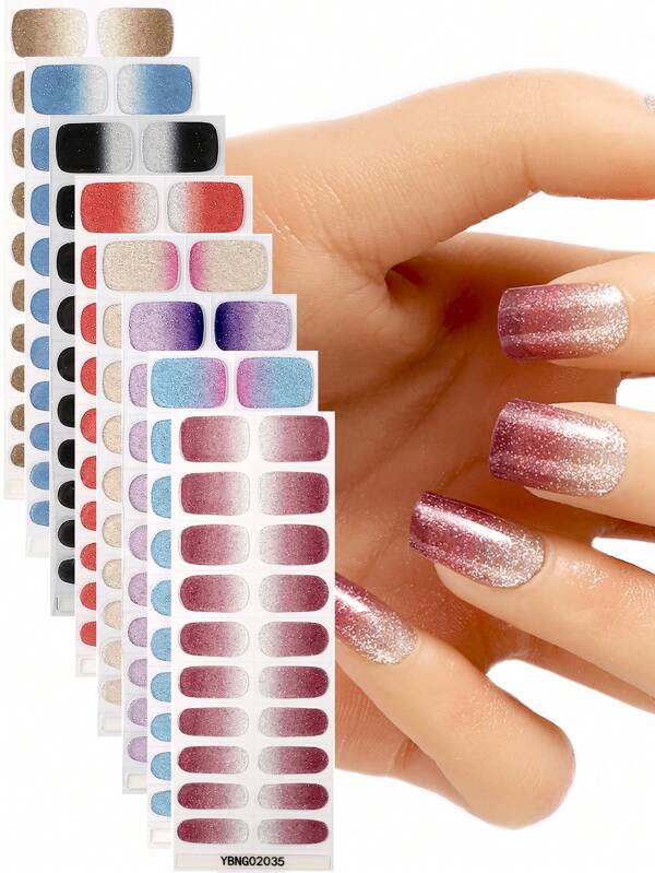 8 vellen 20 vingers vrouwelijke nageldecoratie, nagelstickers, UV-gel nagelstickers, passend op de nagelboog, één plak, één foto, eenvoudig te vormen. Stevig en duurzaam, UV-lamp uithardende nagelstickers, gebruiksvriendelijke en duurzame nagelstickers.