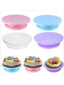 A Cake Turntable Baking Turntable Rotating Cake Mounting Table PP Plastic Mounting Tools Cake Mounting Turntable - White - View 4