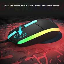 Wired Gaming Keyboard And Mouse Headset Combo,Rainbow LED Backlit Wired Keyboard,Over Ear Headphone With Mic,For PC,Laptop - 黑色 - 查看 10