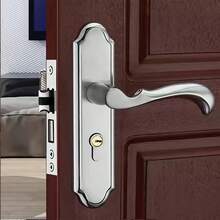 1 Set Stainless Steel Lock With 2 Handles, Bedroom/Kitchen Door Lock And Knob, Perfect Combination Of Modern And Technology - Silver - View 1