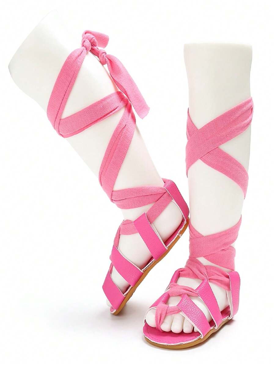 Fashionable Anti-Slip Rubber Sole Toddler Girl Shoes With Closure, 0-1 Years Old, Summer - Hot Pink - View 1