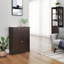 Bathroom Storage Cabinet With Drawer And Double Doors, Free-Standing Organizer With Inner Adjustable Shelf For Living Room, L24xW12xH31.5 In