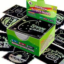Rainbow Scratch Mini Art Notes - 125 Magic Scratch Paper Note Cards For Kids Toy Arts Crafts DIY Party Favor Supplies For Girls Boys Birthday Halloween Christmas Stocking Stuffer Gift Box. - 彩色 - 查看 11