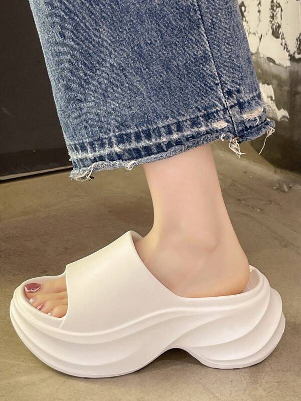 Zapatos de plataforma cuña blanca, calzado de mujer de moda para uso en exteriores en verano, material EVA talla única