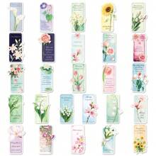 50Pcs Flower Language Bookmark Stickers Vinyl Aesthetics Stickers Decals Scrapbook, Journaling, Laptop, Bumper, Skateboard, Water Bottles, Computer, Phone, Cartoon, Hard Hat, Car Stickers