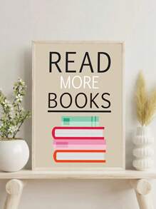 1pc Colorful Wall Art Print Inspirational Read Books Quote Art,Watercolor Books Art Painting, Art PostersMotivational Saying Canvas Poster For Classroom Library Study Decor Unframed