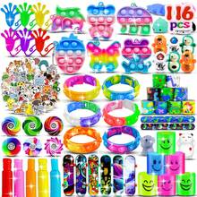 124/135 Mini Assembly Stress Relief Toys, Party Favors, Dorm Social Toys, Treasure Box Toys, Gift Bags, Kids' Prizes, Toddler Toy Accessory Sets, Stress Relief Toys, Birthday Party Bag Fillers, Christmas Stocking Stuffers, Classroom Rewards, Party Bag Fillers, Bulk Stress Relief Toys For Boys & Girls Ages 3+ (Random Assortment Of Styles & Colors) (Items Include: Stickers, Various Small Toys)