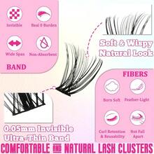 Gmagictobo DIY Lash Clusters Kit Fluffy Volume Lash Clusters Thick Eyelash Extension Kit Individual Lashes Thin Band Lashes Cluster Lash Bond And Seal Lash Tweezers - Black - View 7