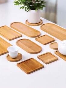 1 Stück DIY Mosaik Bambus Untersetzer, leere Basis Tablett, Getränkeuntersetzer, Pflanzenuntersetzer, Kunst Tablett (ohne Mosaikfliesen), kleines Pflanzentablett für Blumentopf, Bambus Blumentopf, Getränketablett, Harz Untersetzer Geschenk, Schreibtisch Blumentopfschutz