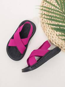 Infant Toddler Elastic Band Comfortable Flat Sandals - Hot Pink - View 2