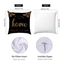6 pièces Housses de coussin décoratives pour la maison, texture de marbre noir et or, matériau en velours imprimé sur un seul côté, dimensions 45*45/50*50/40*40 cm. Convient pour un canapé minimaliste moderne, la décoration du salon, les cadeaux, la décoration de fête. - 6 pièces - Or noir - Voir 3