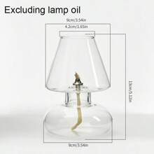 1PC Nordic Transparent Glass Hurricane Oil Lamp, Lantern Candle Holder - Tabletop Oil Lamp Candlestick, Borosilicate Windproof Decorative Candle Stand For Home Living Room Decor, Romantic Festival Holiday Decoration, European Minimalist Windproof Lampshade Candlestick, INS Atmosphere Light Gift (Oil Not Included)