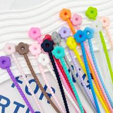 5pcs/10pcs Colorful Silicone Cable Tie Doll Decoration Cords, Random Color