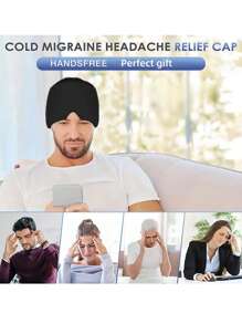 Cappello per emicrania, fascia rinfrescante per il viso con gel refrigerante, maschera per gli occhi con compressione fredda, cuffia regolabile, prodotto rinfrescante per il viso