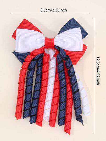 2pcs/Set Girls Hair Clips, Red White Blue Bow Alligator Clips, Elegant Fashion Hair Pins, Girls Pigtails Bow Hair Clips, Birthday Wedding Gift, Teens Hair Accessories