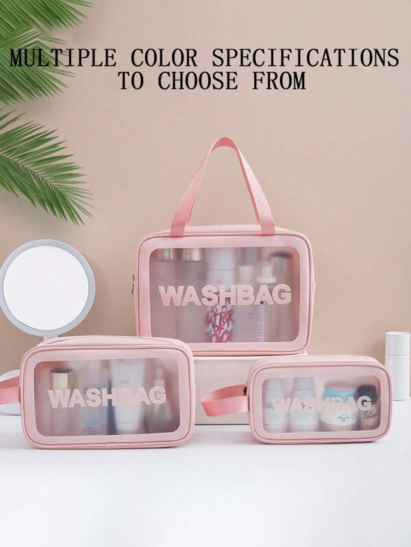 3pcs - 1pc Large Capacity Makeup Bag, Zipper Storage Bag, Makeup Pouch, Makeup Case, PU Leather Waterproof Makeup Bag, Toiletry Bag, Tote Bag, Storage Pocket, Travel Essentials, Travel Bag, PU Leather Bag, Commuter Shoulder Bag, Autumn/Winter Tote Bag, Solid Color Bucket Bag, School Shoulder Crossbody Bag, Casual Handbag With High-End Feel, Cute Versatile Shoulder Bag, Underarm Bag, Simple Commuting Shoulder Bucket Bag Bathroom Accessories Back To School