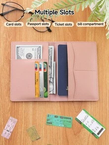 Ayotu Customized Gold Airplane Pattern Passport Holder, Smooth PU Material, Passport And Ticket Storage Bag, Travel Storage Bag, Foldable And Portable Multi-Function Storage Bag, Dust-Proof, Waterproof, Wear-Resistant, Essential Custom Gift For Holidays, Group Travel, And Family Trips - Multicolor - View 8