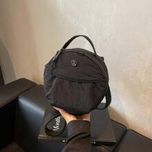 尼龙轻便通勤斜挎圆形包，新款个人单肩包，简约女士手提包 - 彩色 - 查看 6