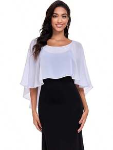 Sheer Shawls And Wraps Evening Dresses Chiffon Capes Women Soft Wedding Cover Up - White - View 3