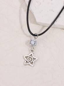 1 pieza Collar con colgante de estrella espiral plateada Y2K, joyería estética como regalo para mujeres